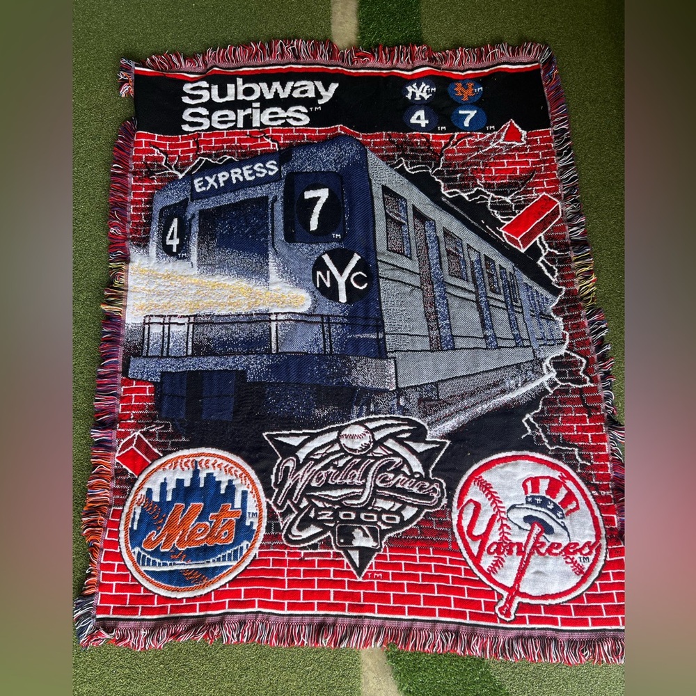 Vintage 2000 subway series blanket Mets Yankees MLB